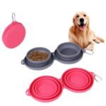Rubber Foldable Double Bowl Pet Feeding Bowl Pets Supplies Dog Cat Bowls - Image 7
