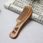 1pcs Anti-Static Comb Natural Peach Solid Wood - Image 4