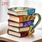 Painted Book Coffee Cup Unique Book Stacking Coffee Cup - Image 7