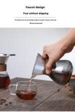 ⁦إبريق قهوة زجاجي مخطط يُغسل يدويًا، مناسب للاستخدام المنزلي، مزود بفلتر وكوب قهوة.⁩ - الصورة ⁦10⁩