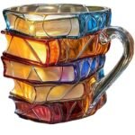 Painted Book Coffee Cup Unique Book Stacking Coffee Cup - Image 4