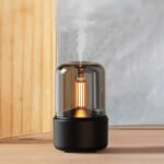 ⁦مرطب هواء محمول يعمل بضوء الشموع، مزود بمنفذ USB، سعة 120 مل، يعمل بالكهرباء، وينتج رذاذًا باردًا، ويستمر مفعوله من 8 إلى 12 ساعة، مع ضوء ليلي LED.⁩ - الصورة ⁦5⁩